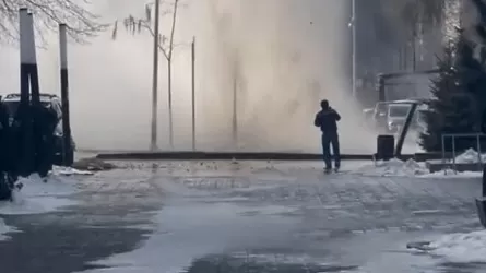 В Алматы забил фонтан горячей воды