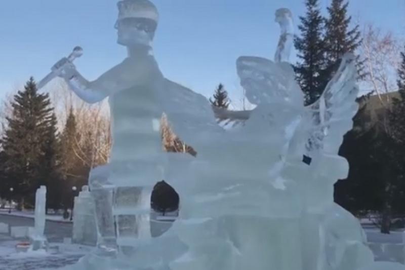 Ледяная скульптура Димаша Кудайбергена появилась в Кокшетау